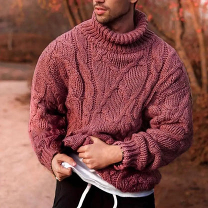 James | Suéter clásico de punto de cuello alto para hombre, de invierno