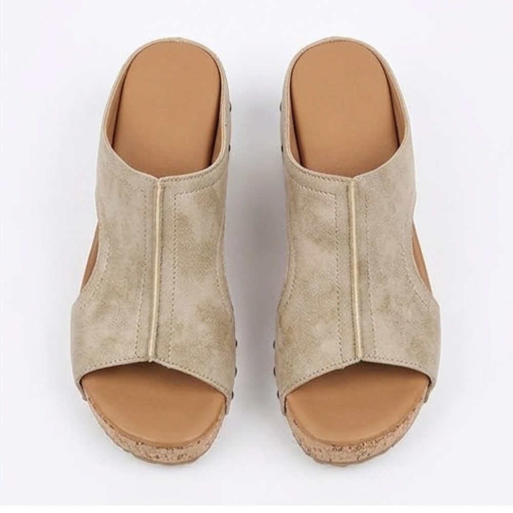 Lumera™ - Studded Cork Wedge Sandals