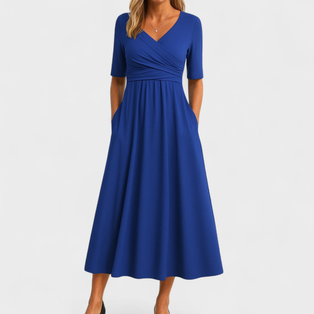 Jessica | Vestido midi elegante con escote en V para mujer