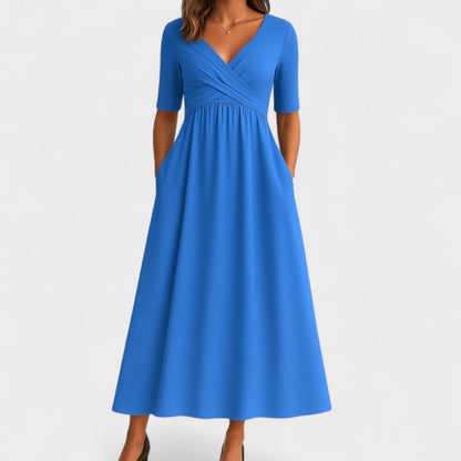 Jessica | Vestido midi elegante con escote en V para mujer