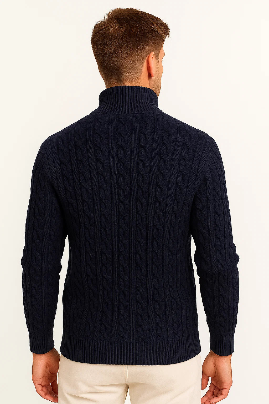 Joshua | Men’s Spring Zip-Neck Cable Knit Sweater