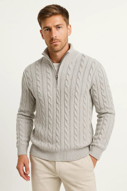 Joshua | Men’s Spring Zip-Neck Cable Knit Sweater