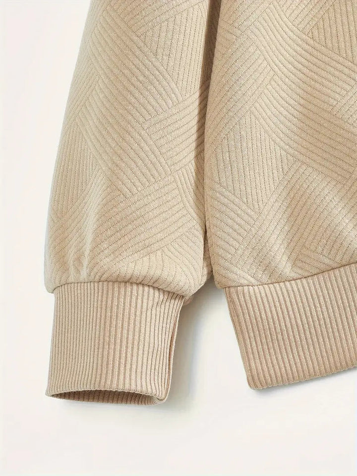 Vintage Geometric Design Sweater With Zipper