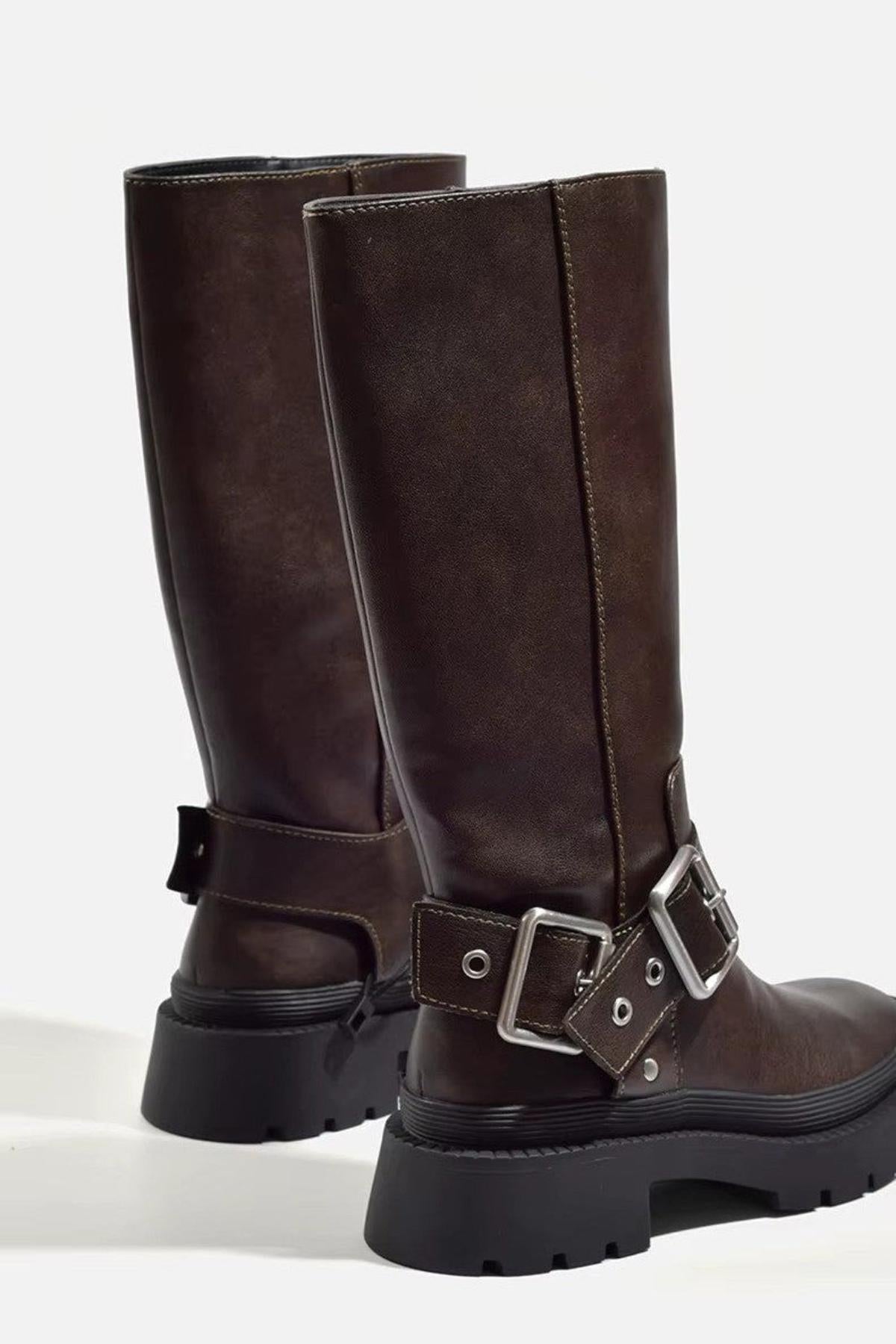 Violet | Women’s Mid Calf Buckle Strap Boots