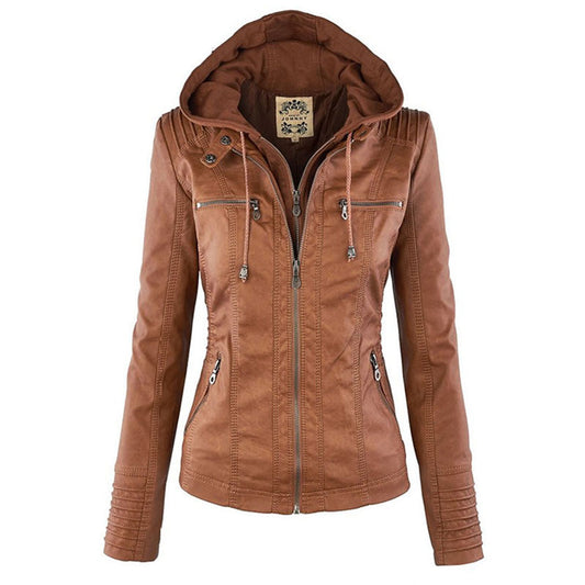 Julia | Women’s Hooded Zip-Up Casual Biker Jacket