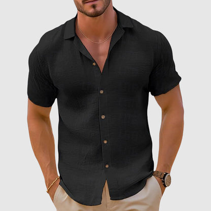 Craig | Camisa de lino de manga corta con botones para hombre, primavera