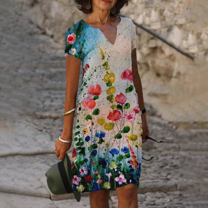 Hannah | Vestido con estampado floral y cuello en V para mujer