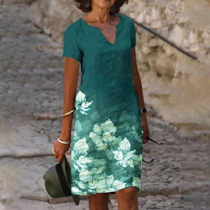 Hannah | Vestido con estampado floral y cuello en V para mujer