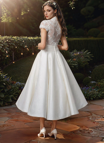 Jenna | Vestido de ceremonia midi ajustado y acampanado para mujer