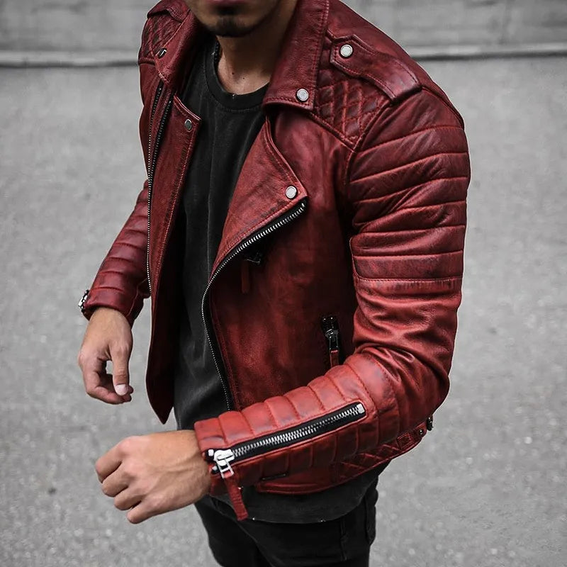 John | Men’s Trendy Zip-Up Moto Jacket