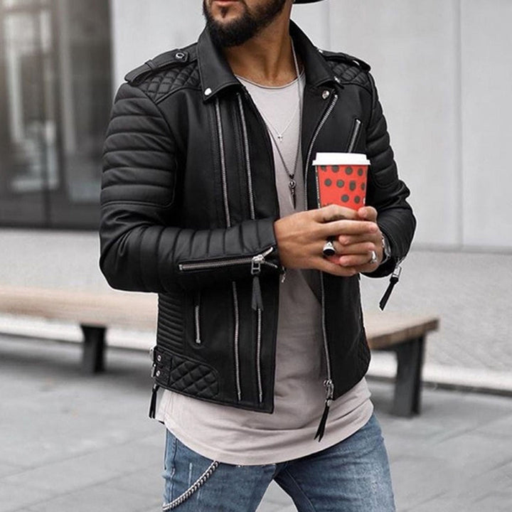Men’s Stylish Zip-Up Moto Biker Jacket
