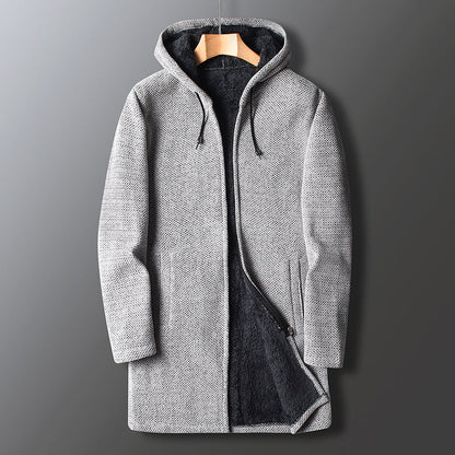 John | Abrigo largo con capucha de moda para hombre