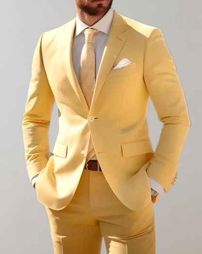 Traje de negocios de dos piezas de corte entallado para hombre: blazer y pantalón