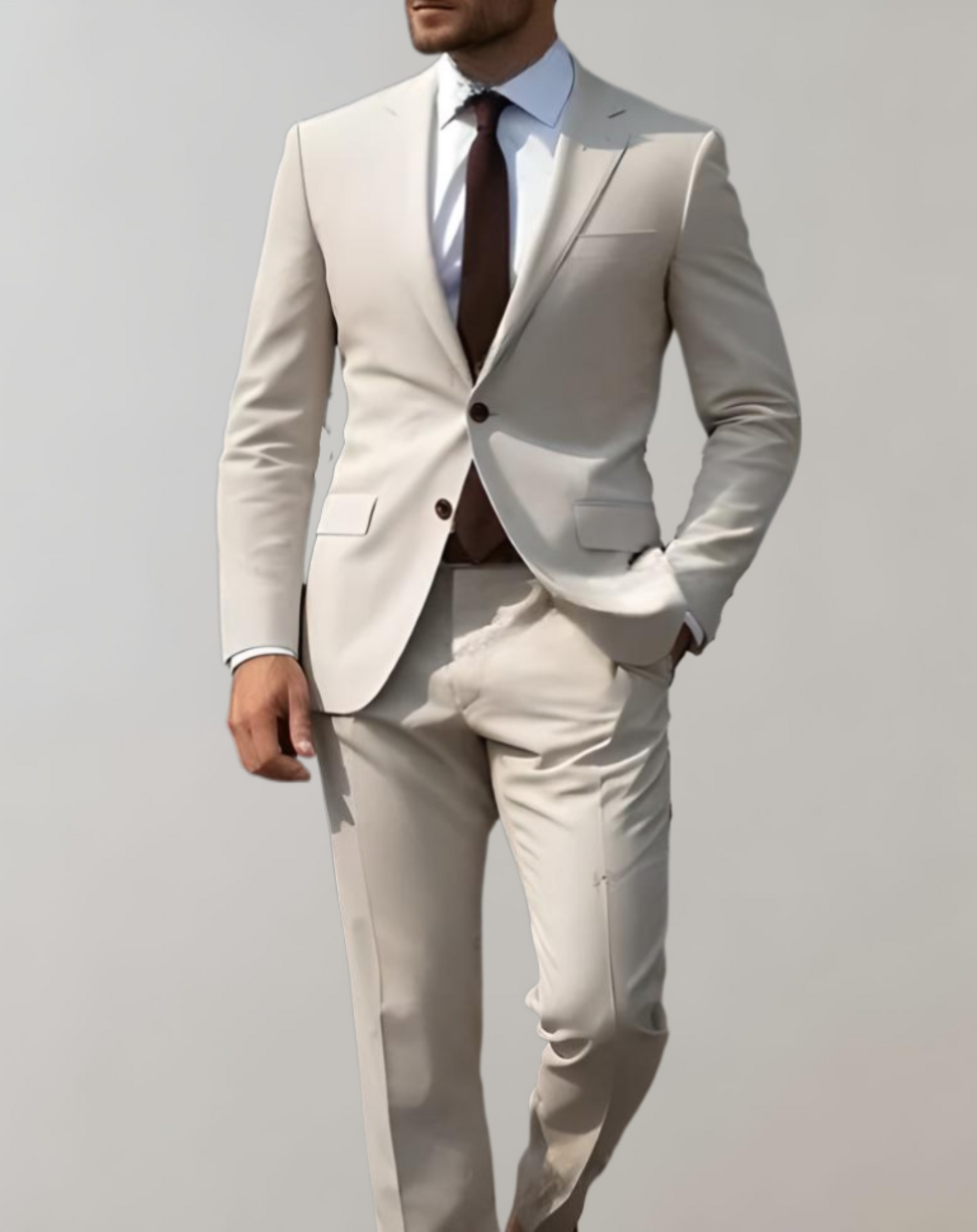 Traje de negocios de dos piezas de corte entallado para hombre: blazer y pantalón