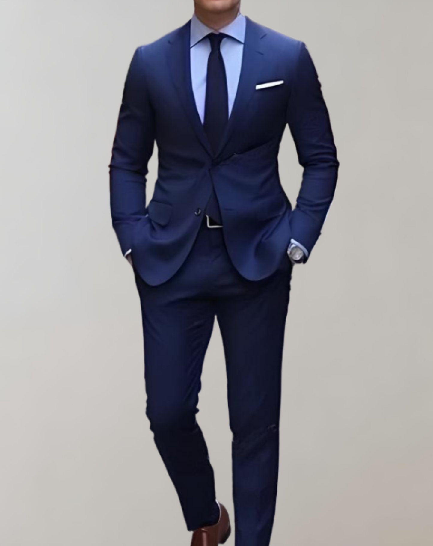 Traje de negocios de dos piezas de corte entallado para hombre: blazer y pantalón