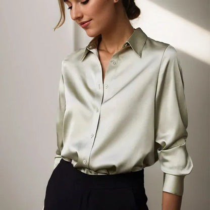 Stella | Blusas de satén con botones y manga larga para mujer