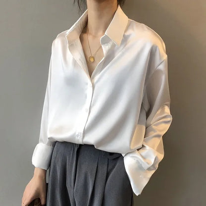 Stella | Blusas de satén con botones y manga larga para mujer