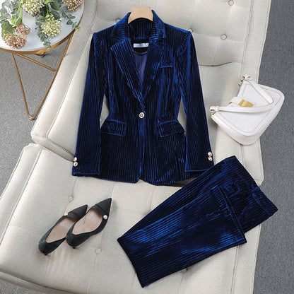 Women’s Casual Tailored Suit Set with Long Blazer