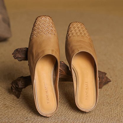 Mules de cuero genuino Helma