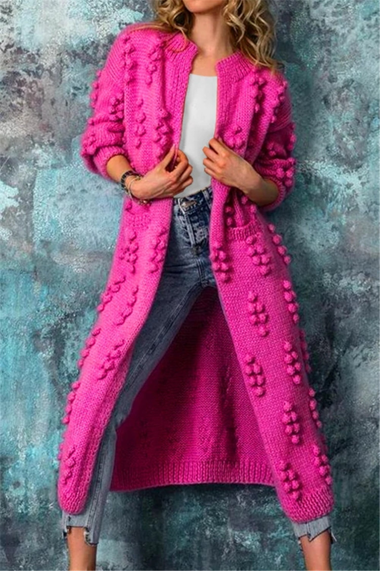 Women’s Long Knit Open Front Textured Cardigan