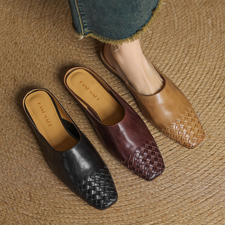 Mules de cuero genuino Helma