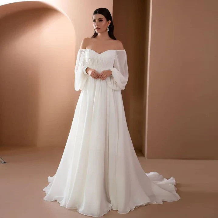 Alice | Vestido de novia de manga larga con hombros descubiertos para mujer