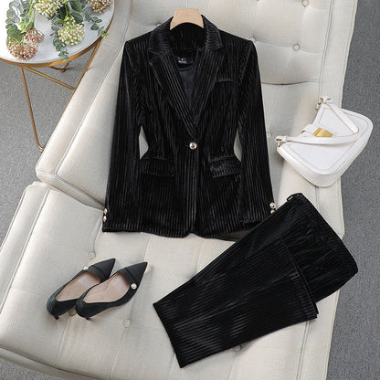 Women’s Casual Tailored Suit Set with Long Blazer