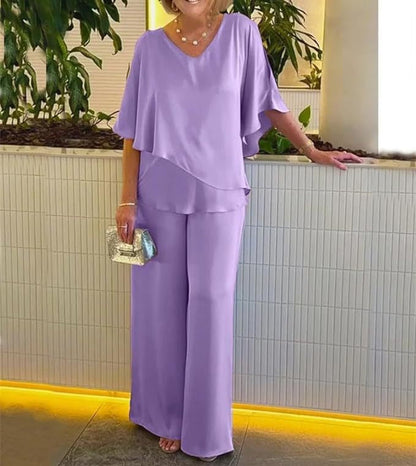 Martha - Conjunto cómodo con piernas anchas