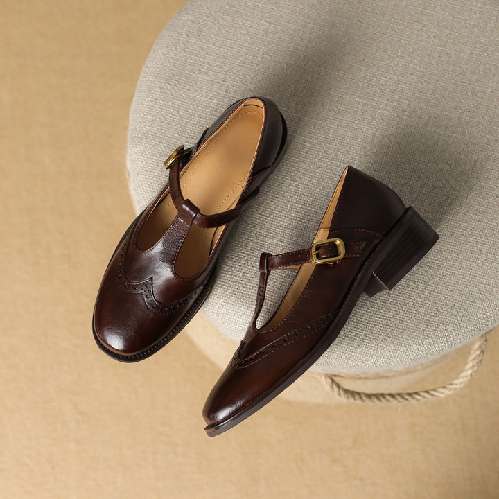 Vintage T-Bar Comfort Real Leather Mary Jane Shoes