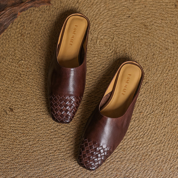 Mules de cuero genuino Helma