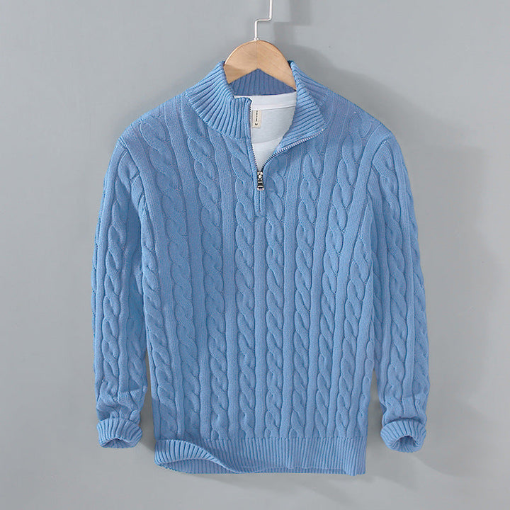 Men’s Half-Zip Pullover with Cable Pattern