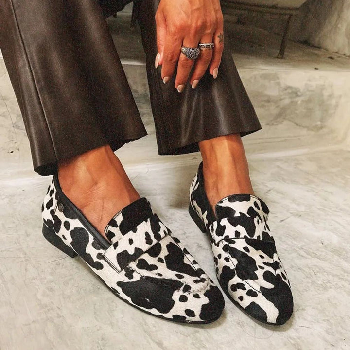 ELEGANT ANIMAL PRINT REAL LEATHER LOAFERS