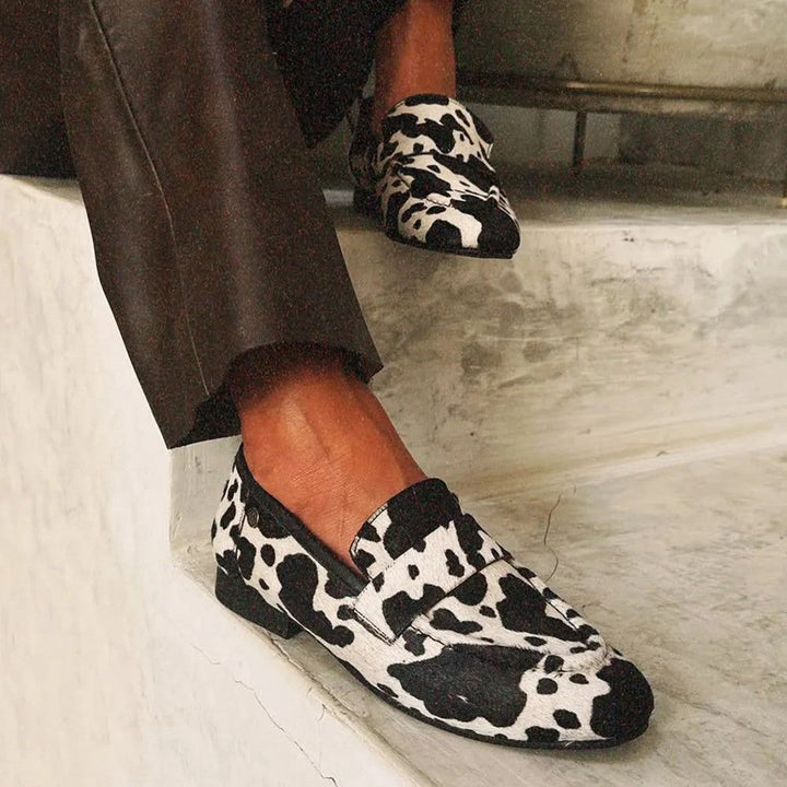 ELEGANT ANIMAL PRINT REAL LEATHER LOAFERS