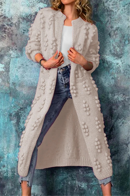 Grace | Cárdigan largo de punto con textura y abertura frontal para mujer