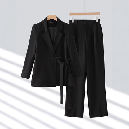 Gabriella | Conjunto de traje sastre para mujer con blazer largo