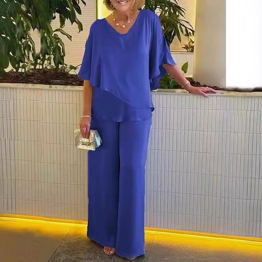 Martha - Conjunto cómodo con piernas anchas