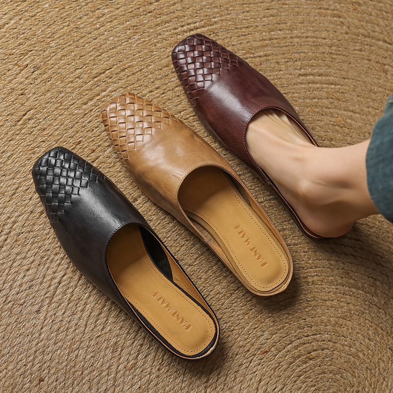 Mules de cuero genuino Helma