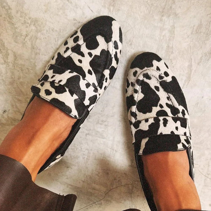 ELEGANT ANIMAL PRINT REAL LEATHER LOAFERS