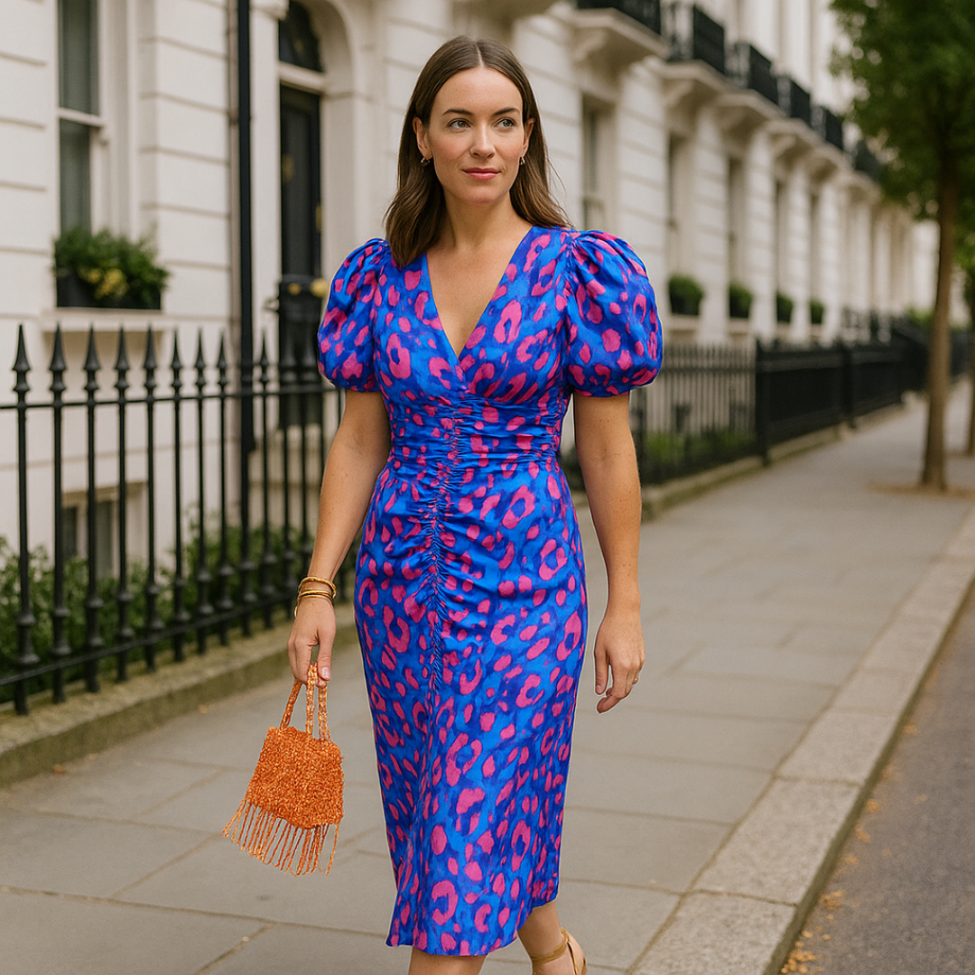 Oranit™ | Vestido colorido con mangas plisadas