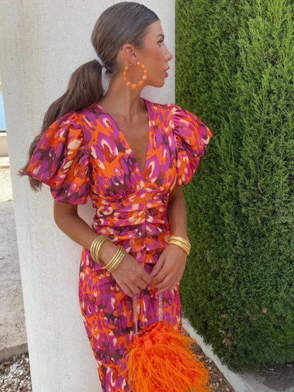 Ursula | Vestido Midi Plisado Vivo