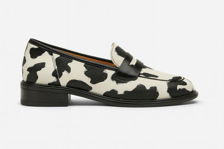 Bold Print Slip-On Comfort Real Leather Loafers
