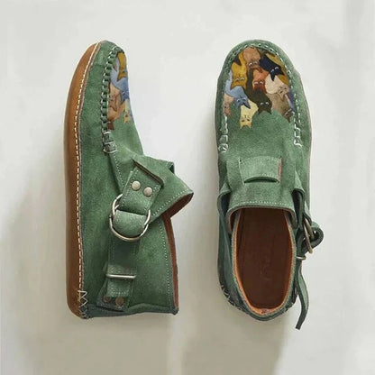 Claire | Zapatos sin cordones con diseño artístico de gato para mujer