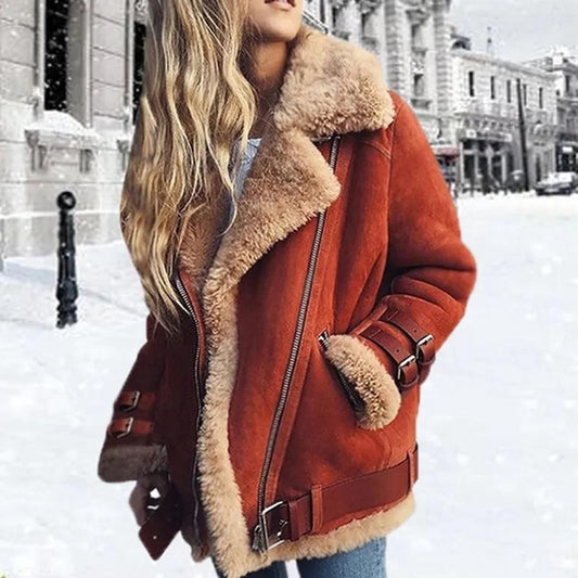 Natalie | Women’s Faux Fur Lined Moto Jacket