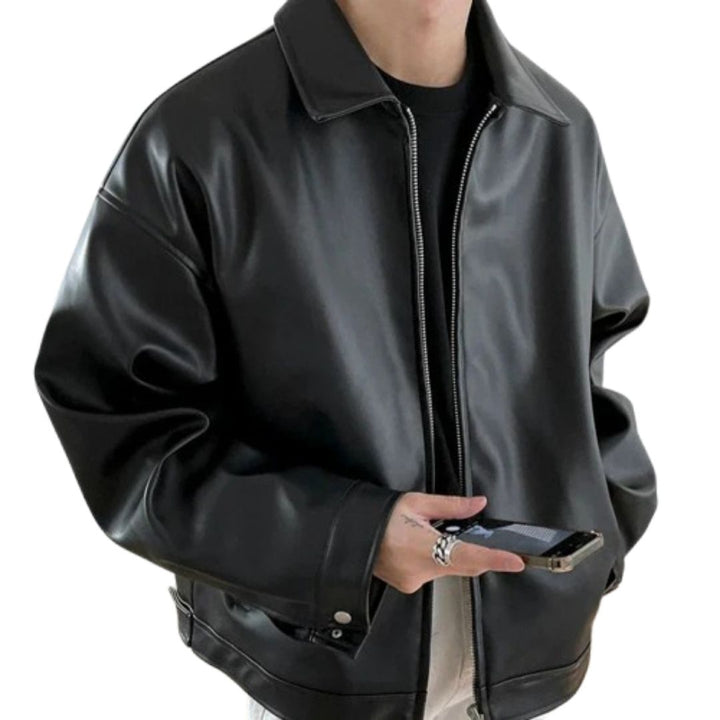 Men’s Oversized Leather Bomber Jacket