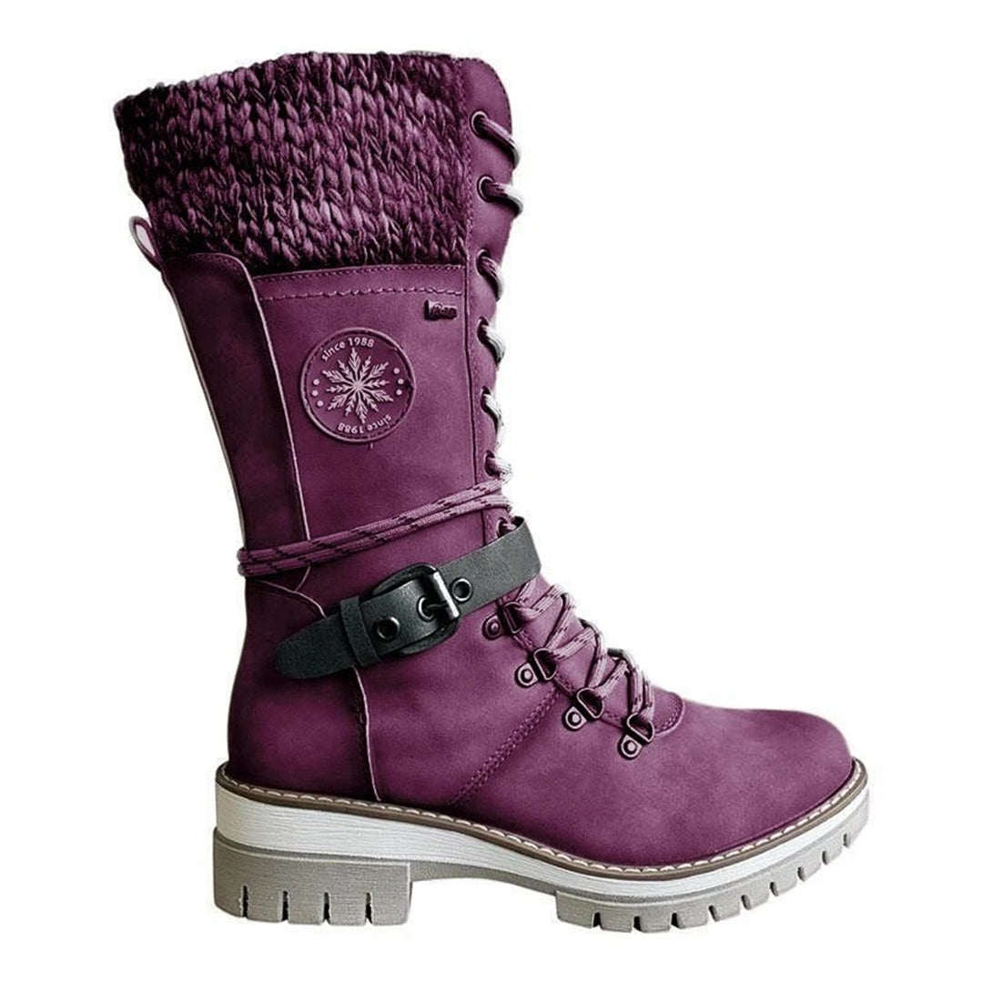 Women’s Lace-Up Winter Boots with Knit Cuff