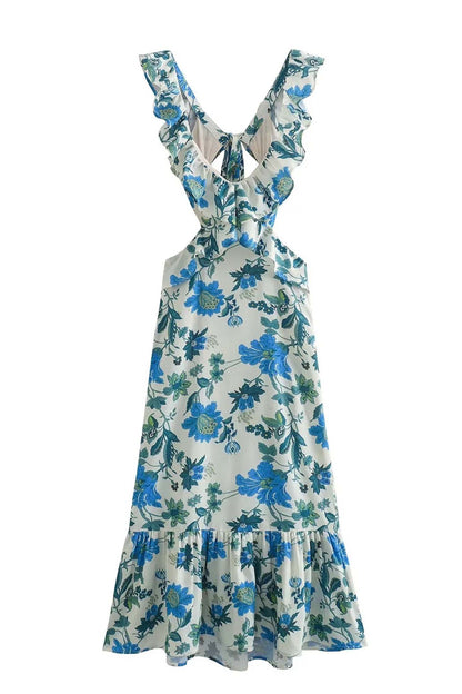 Bethany | Floral Elegant Ruffle Maxi Dress