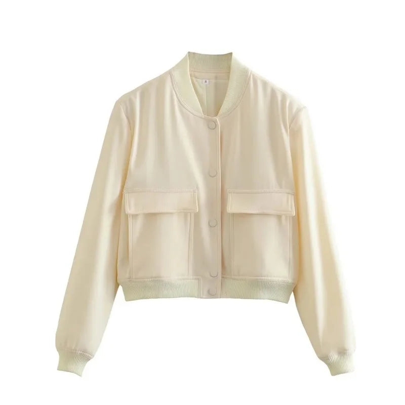 Clara | Chaqueta bomber informal con bolsillo frontal para mujer