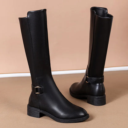 Daisy | Botas de piel hasta la rodilla con hebilla para mujer 
