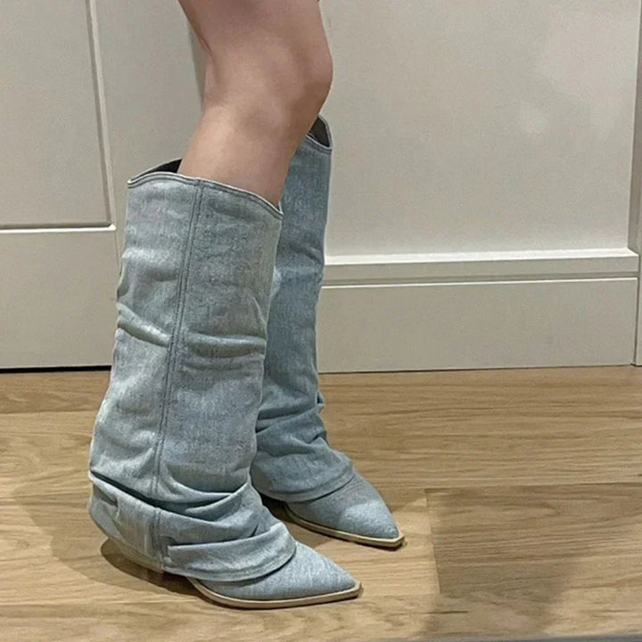 Denim Knee-High Women's Boots
