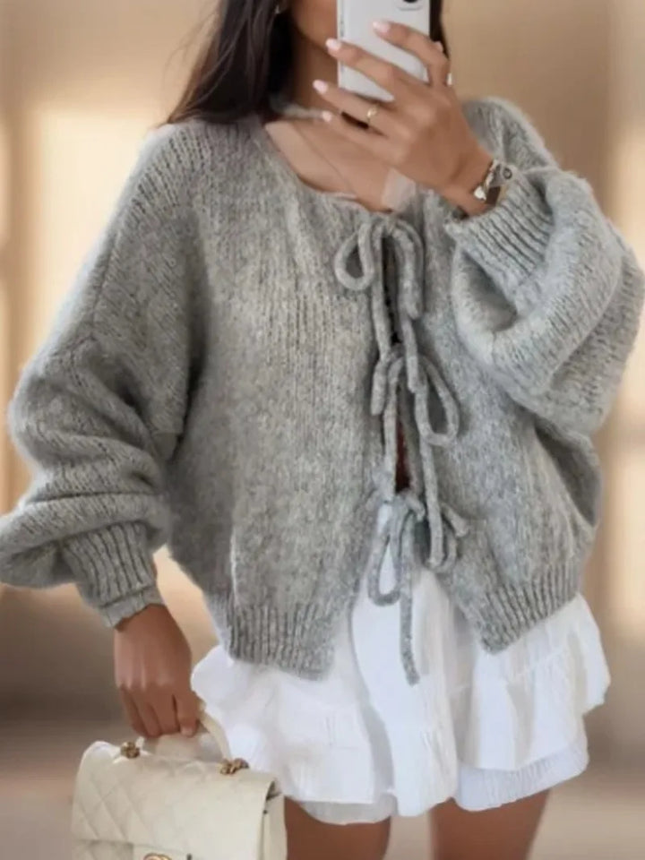 Women’s Chunky Winter Knotted Front Cardigan